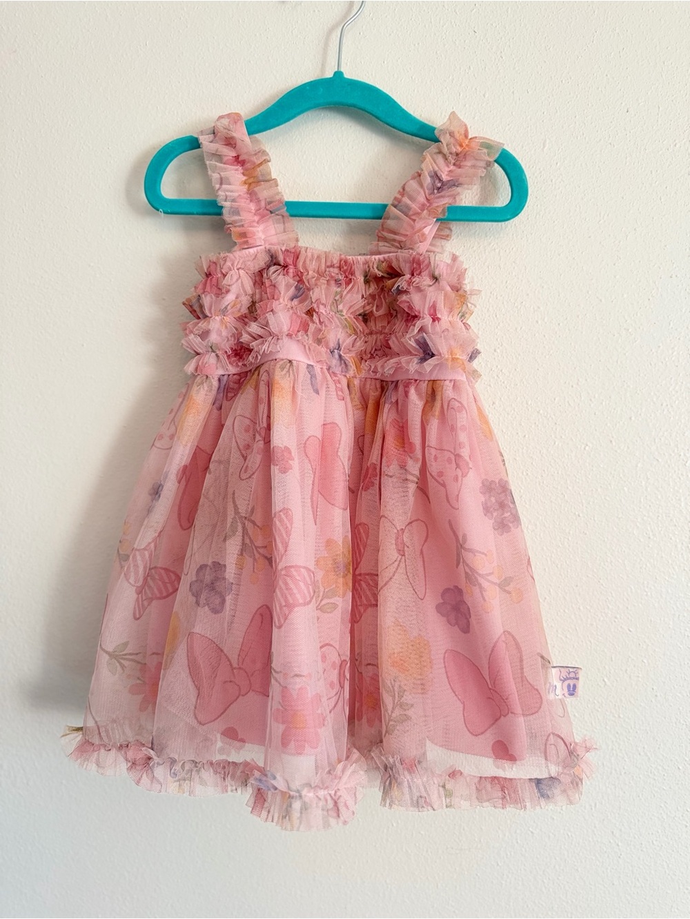 Disney Pink Floral Butterfly Tulle Girls' Dress
